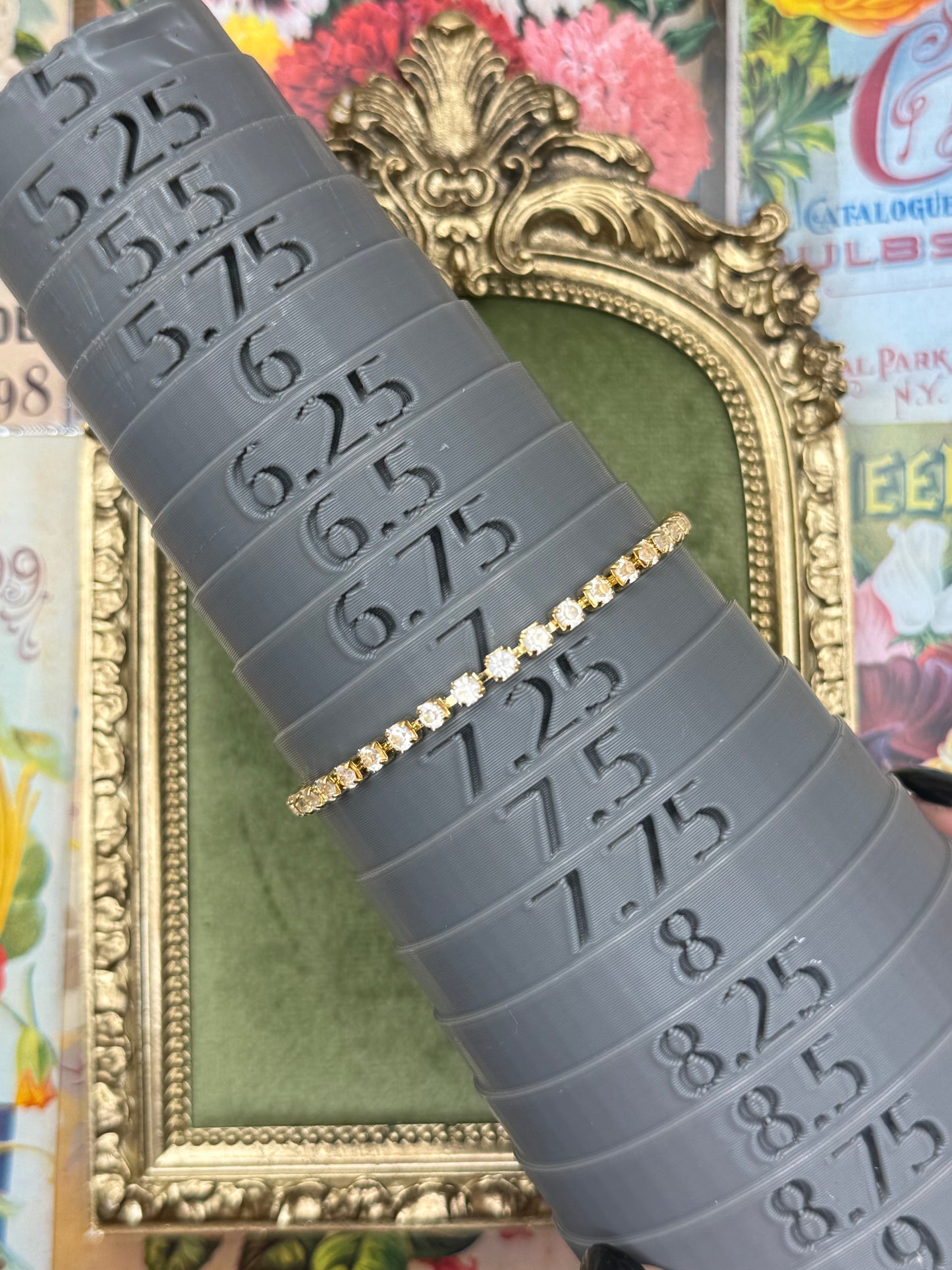Vintage Gold Tone Tennis Bracelet 7”