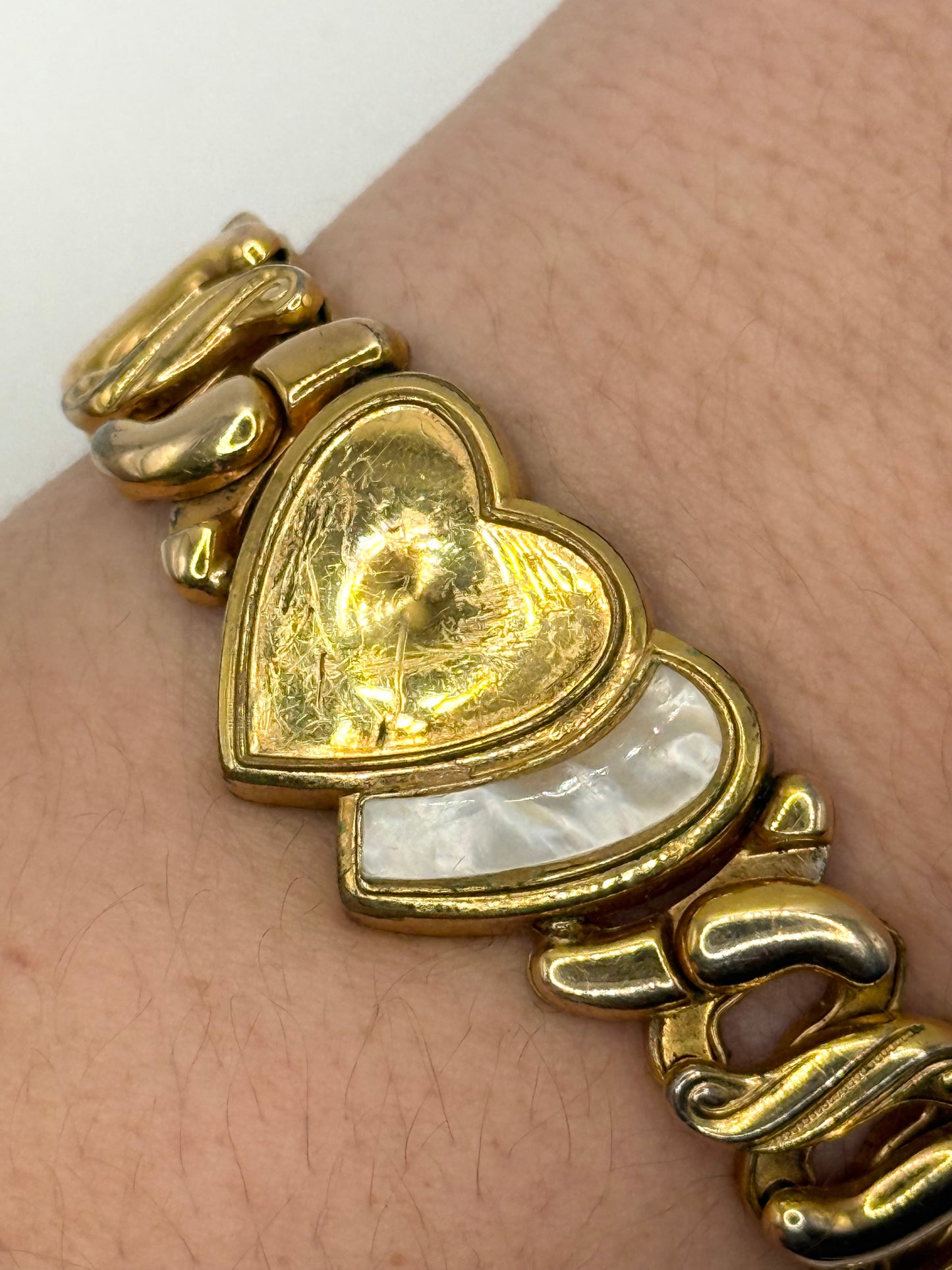 gold tone dual heart sweetheart bracelet