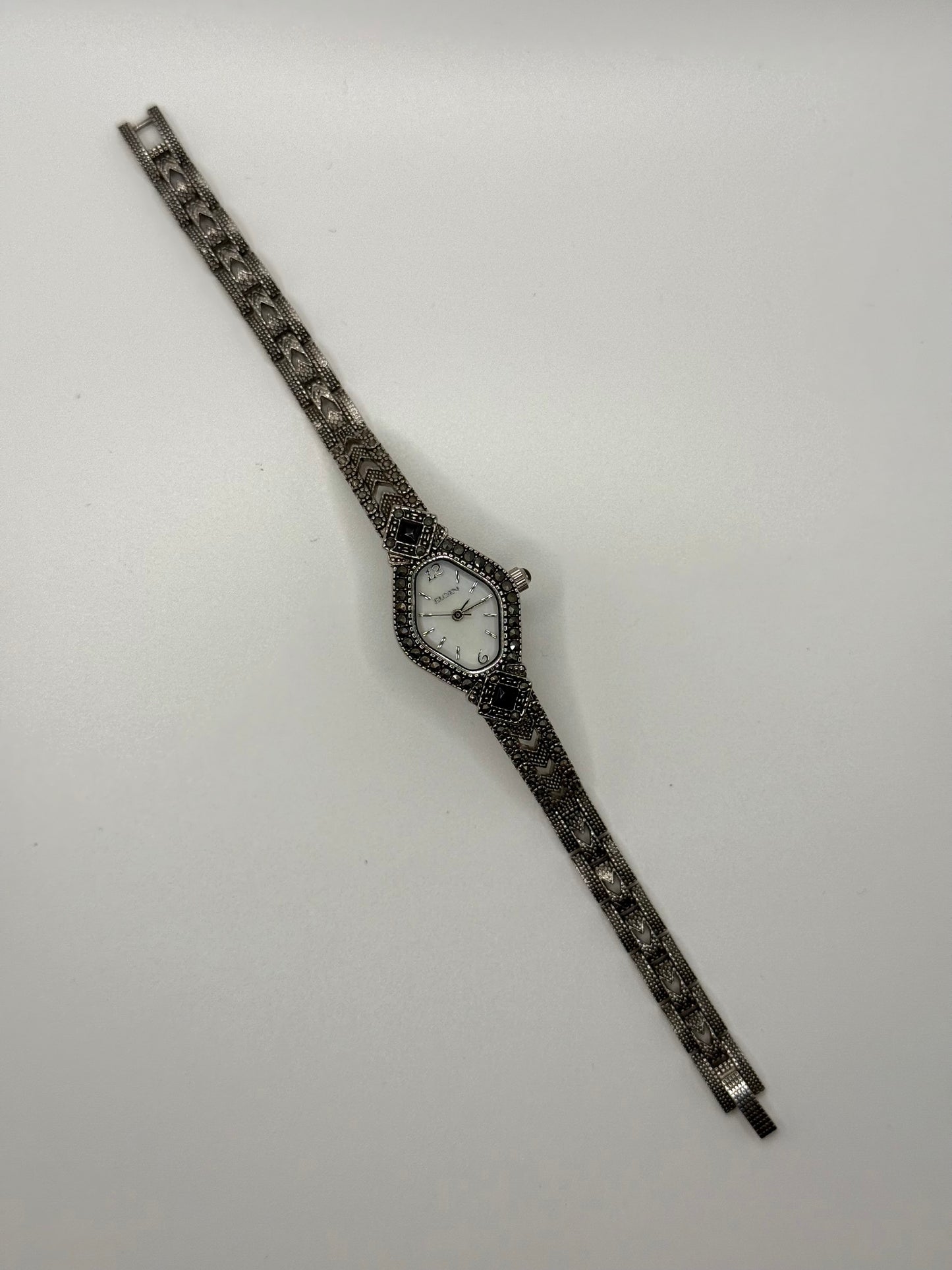 nonworking silver tone black gemstone watch