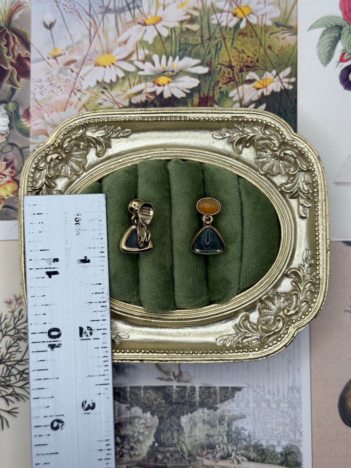 Vintage Gold Tone Monet Clip On Earrings