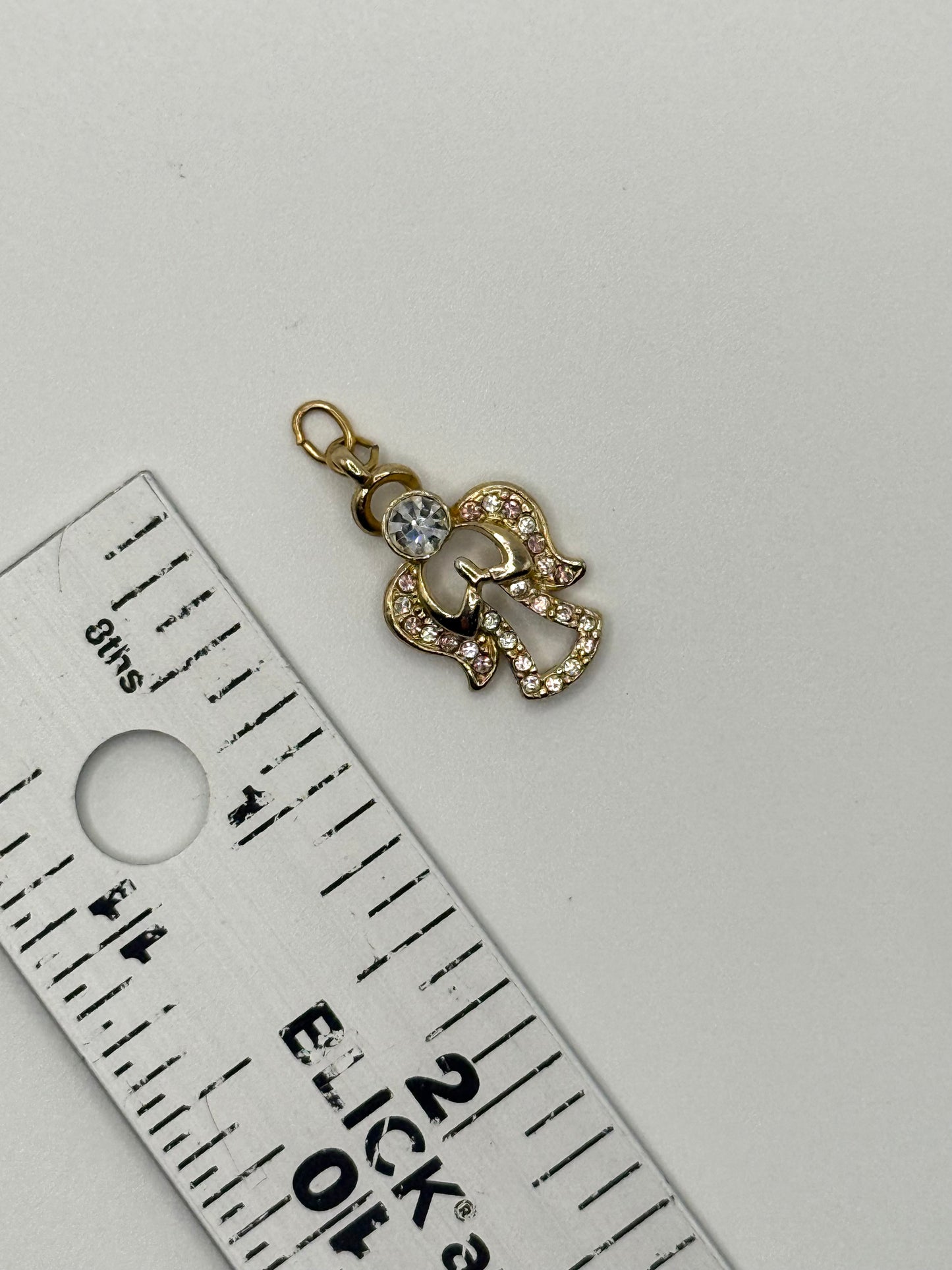 gold tone angel rhinestone pendant