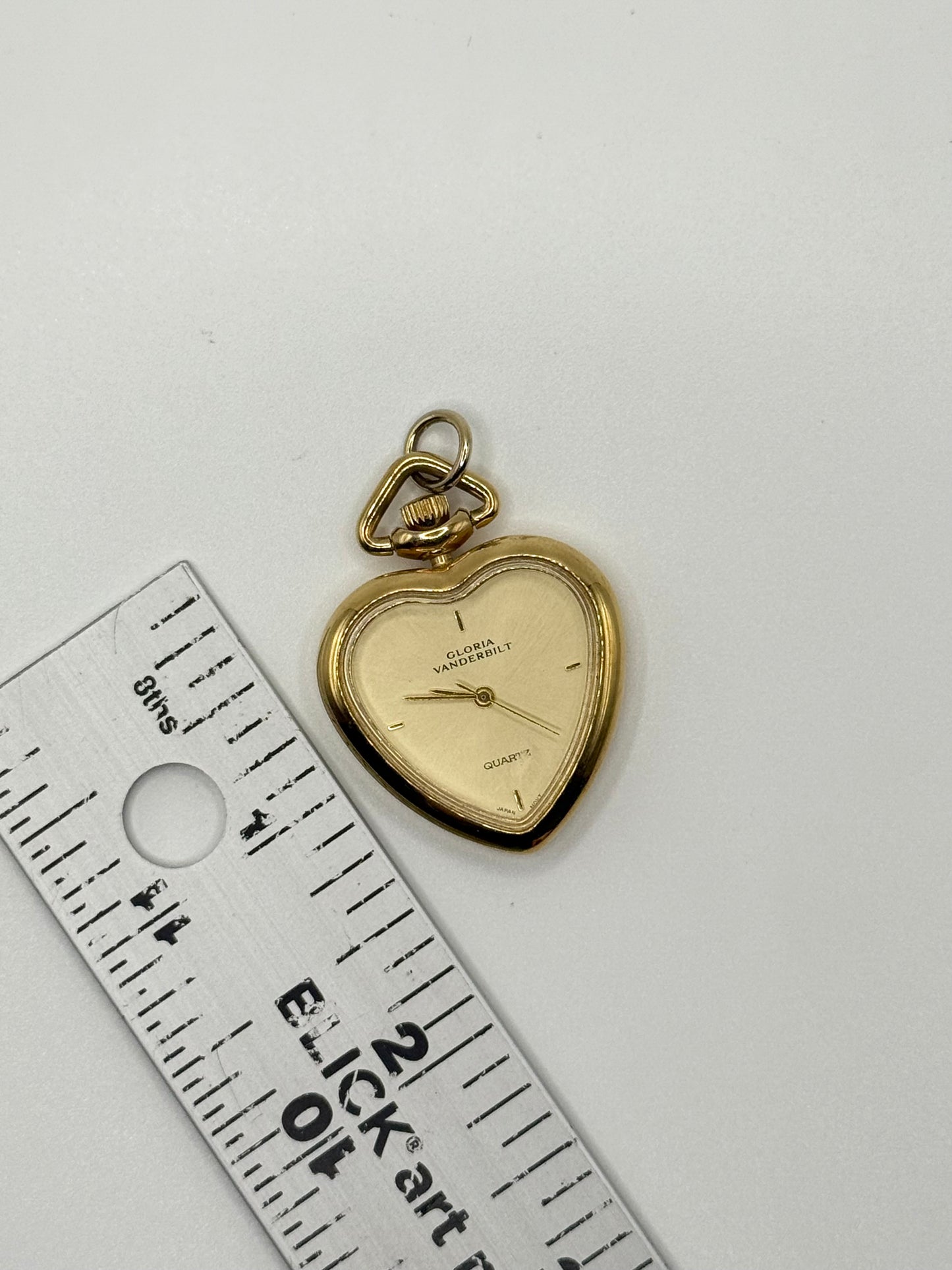 nonworking gold tone heart watch pendant
