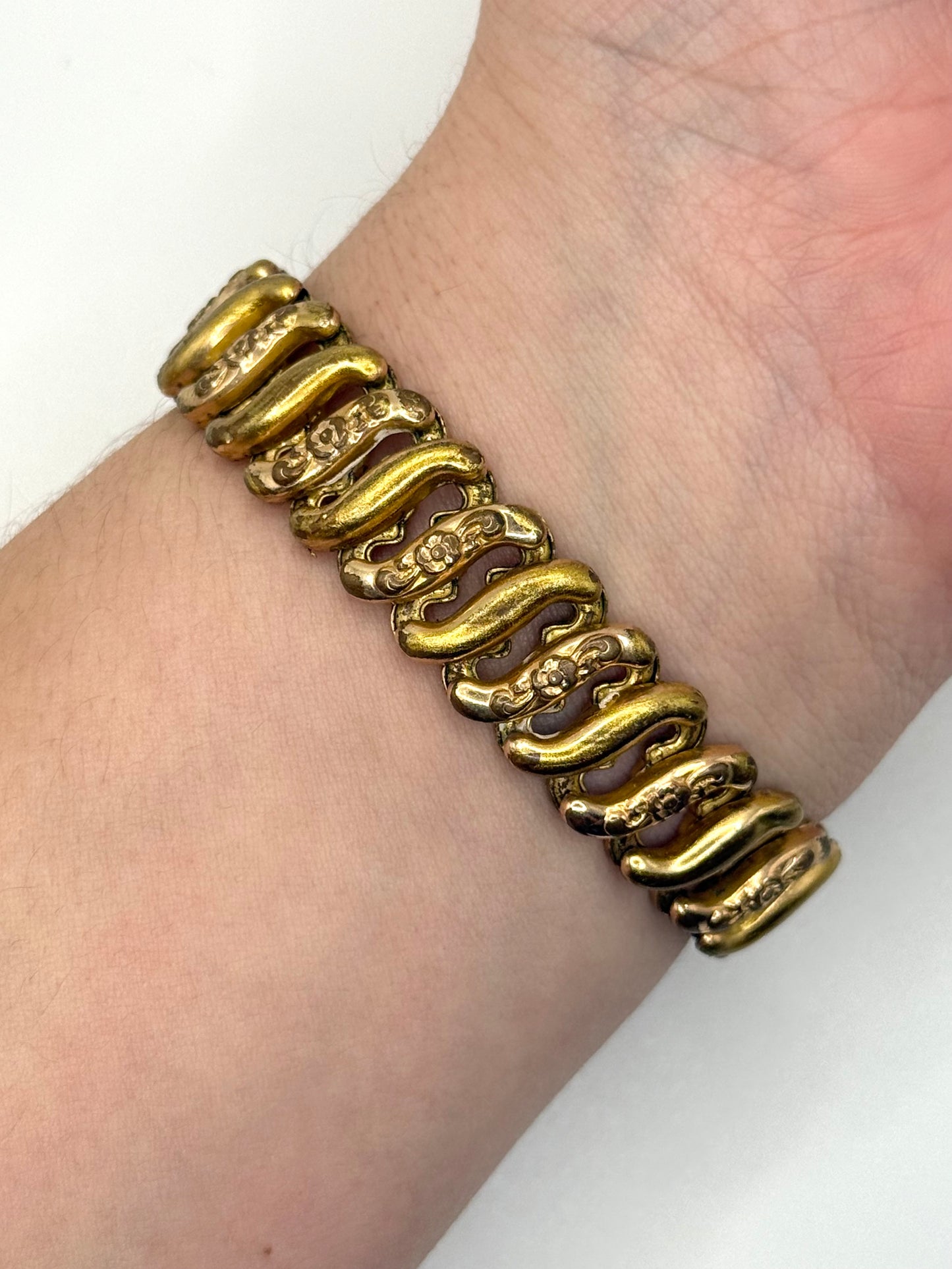 gold tone and rose gold tone sweetheart expansion bracelet