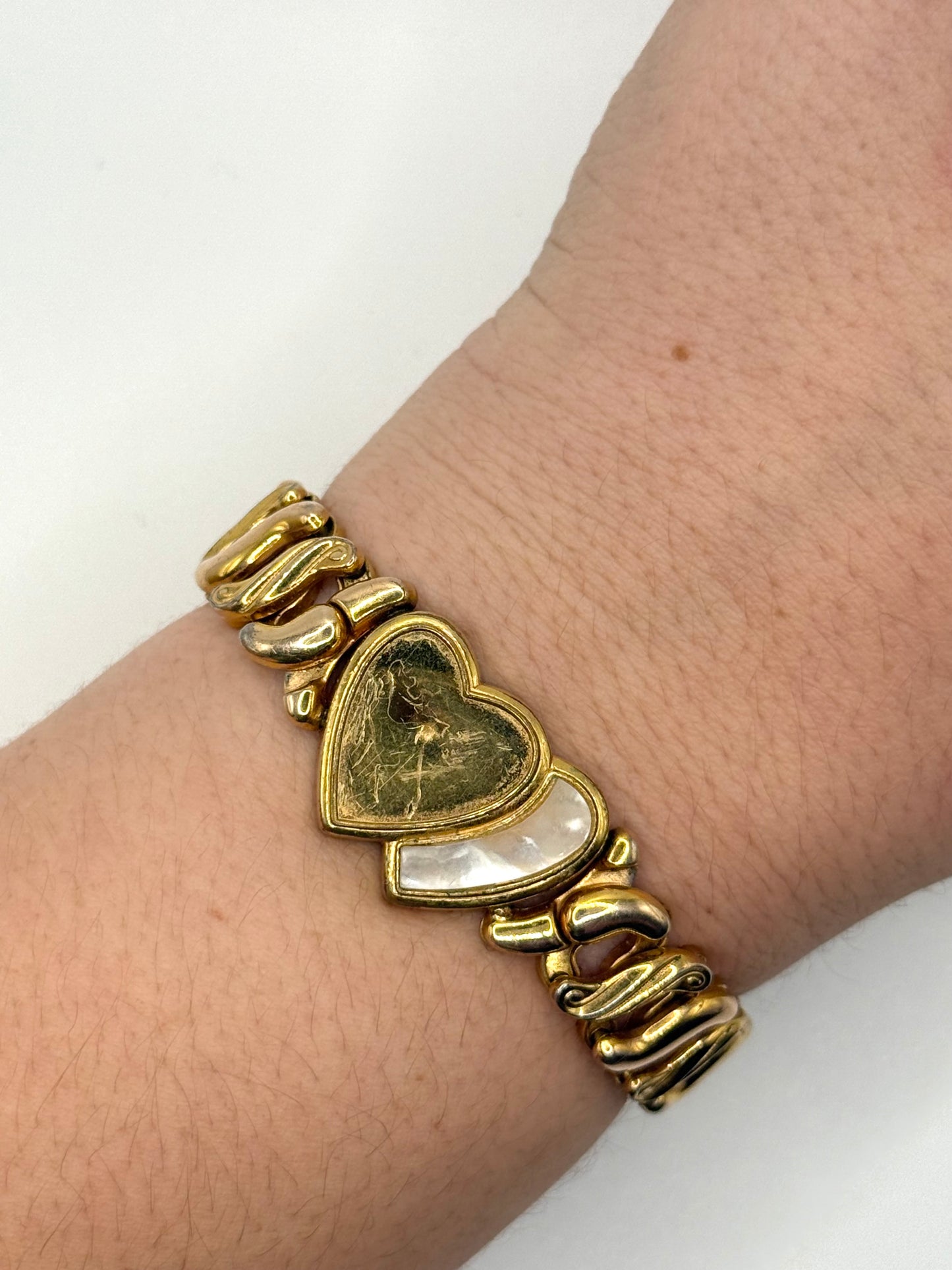 gold tone dual heart sweetheart bracelet