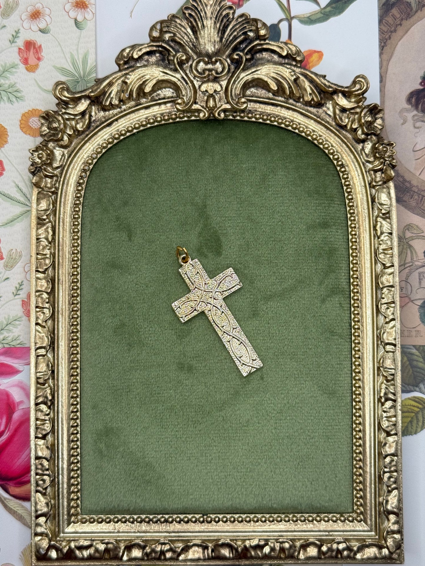 Vintage Gold Tone Cross Pendant