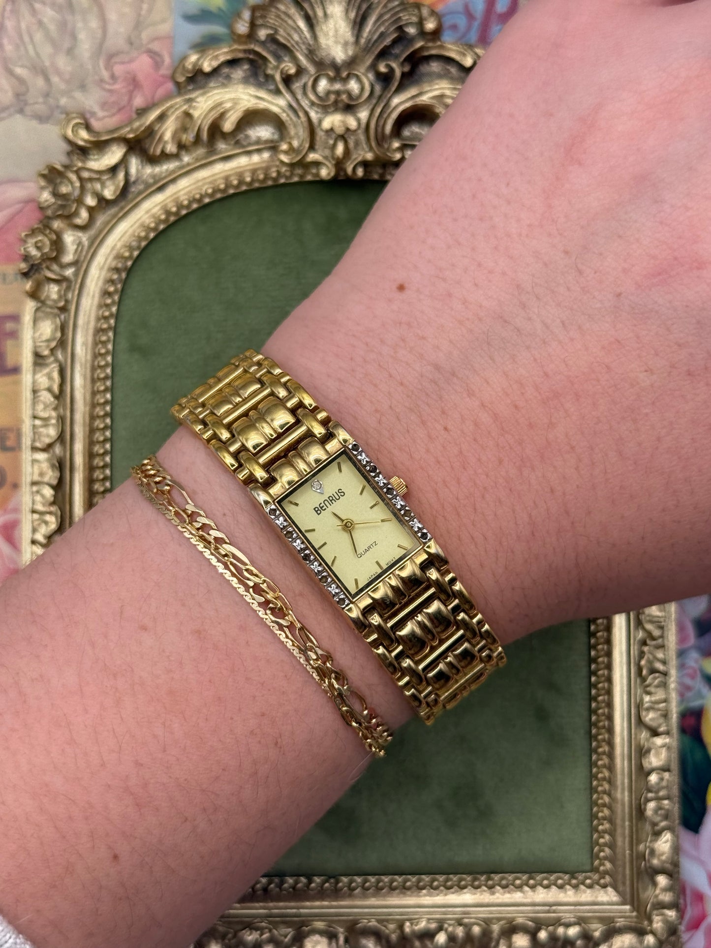 Nonworking Gold Tone Tank Watch