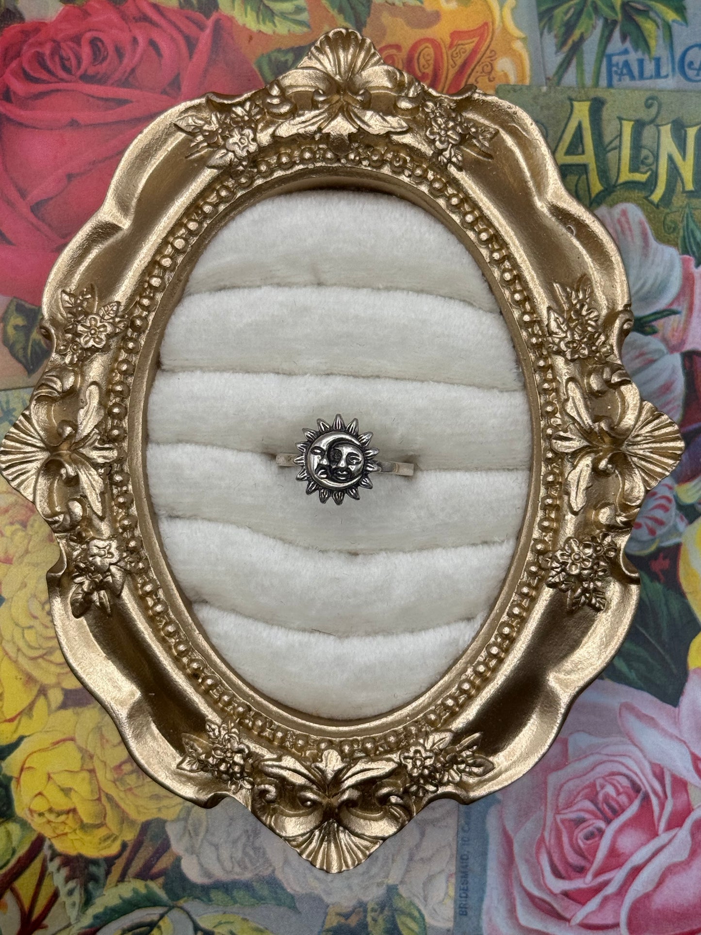 Sterling Silver Sun & Moon Ring Size 7