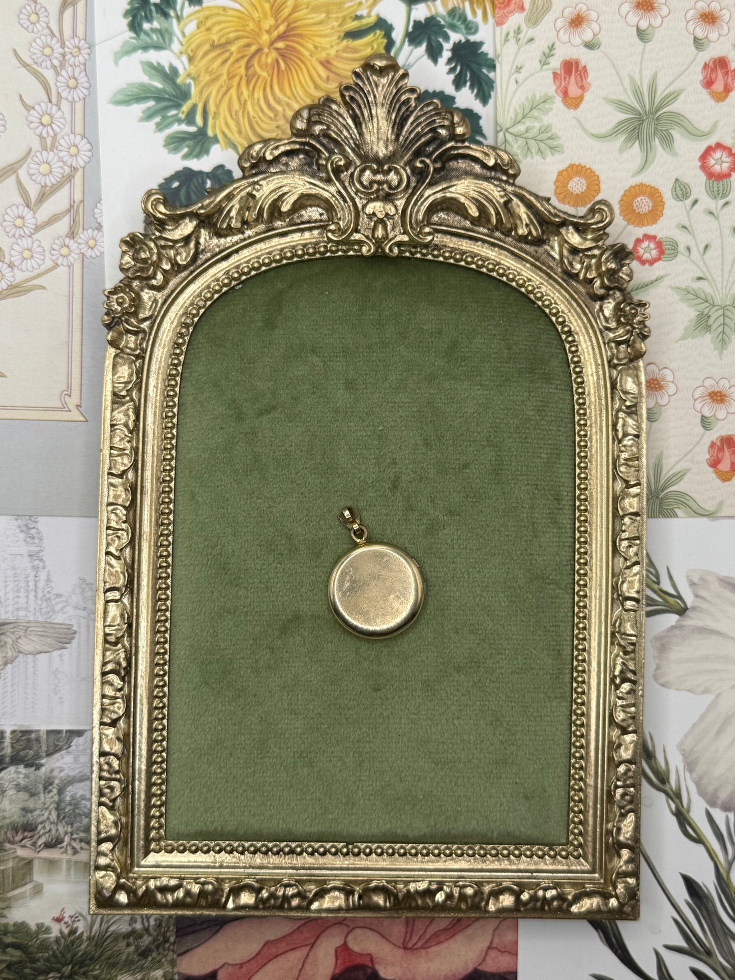 Vintage Gold Filled “V” Engraved Initial Locket Pendant