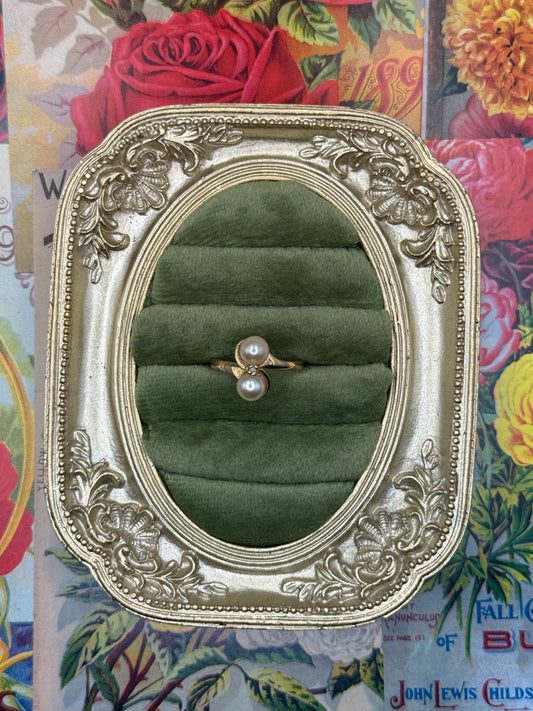 Vintage Gold Tone Pearl Ring Size 7