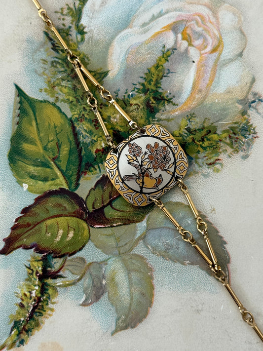 damascene gold tone floral bracelet