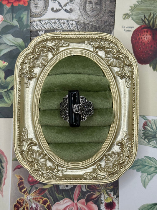 Vintage Silver Tone Marcasite Old Stock Ring Size 8