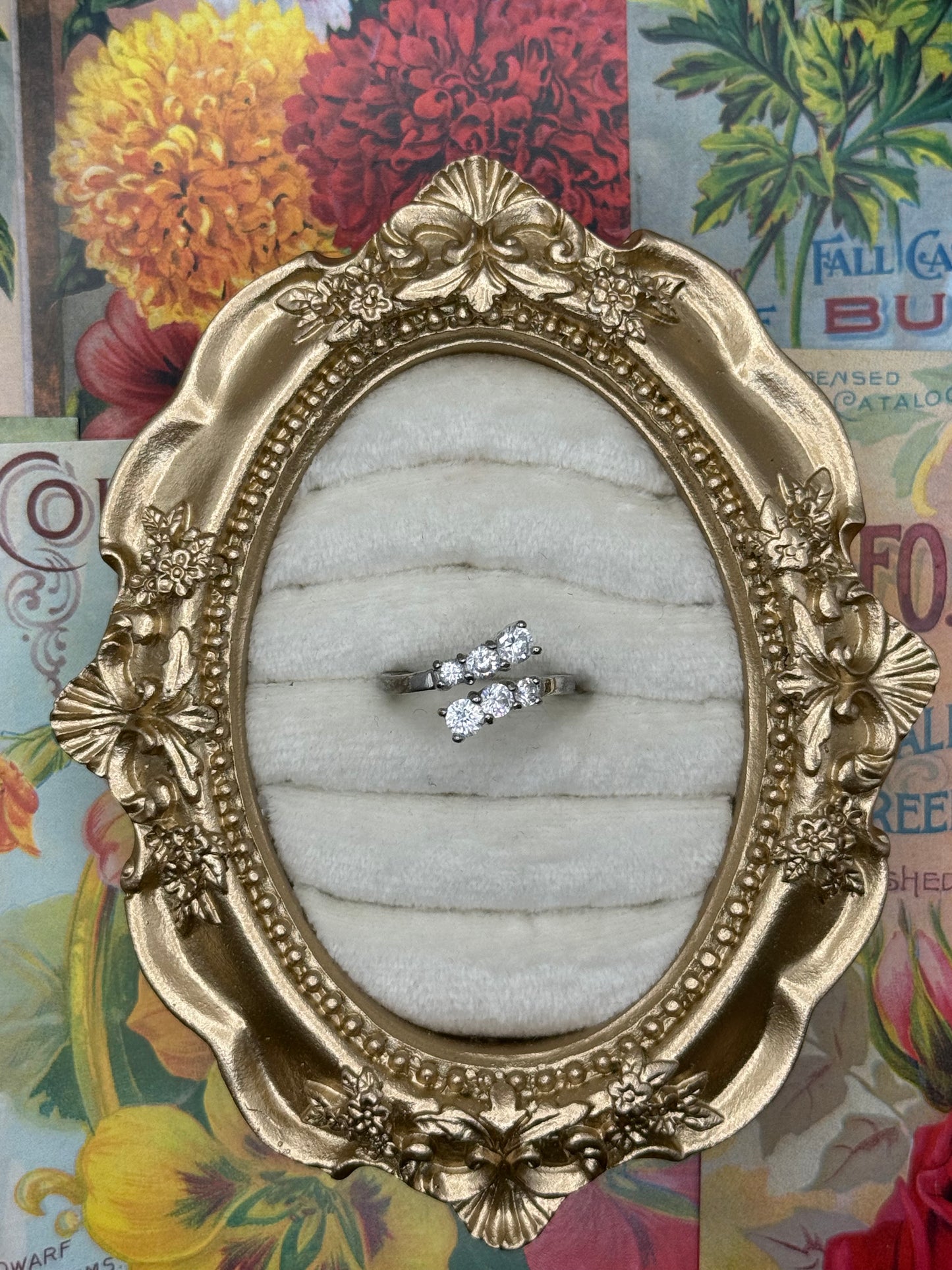 Vintage Silver Tone Bypass Ring Size 6.5