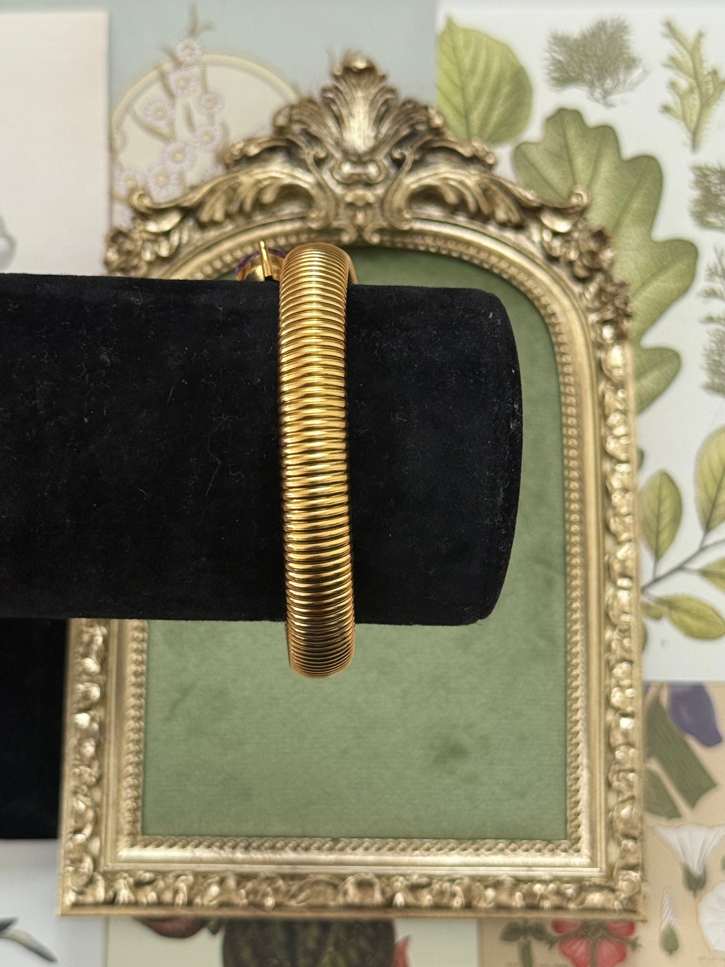 Vintage Gold Tone Purple Stone Wrap Bracelet