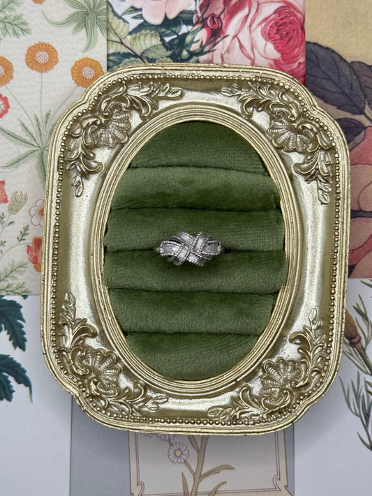 Vintage Silver Tone Avon Bow Ring Size 7.5