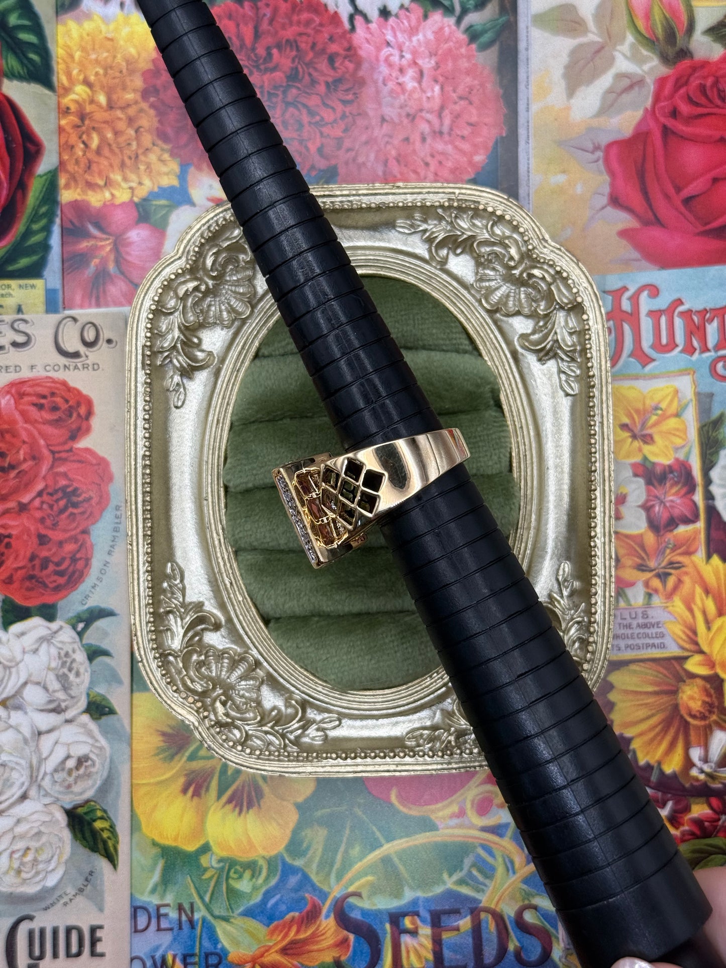 Vintage Gold Tone Chunky Old Stock Ring Size 9
