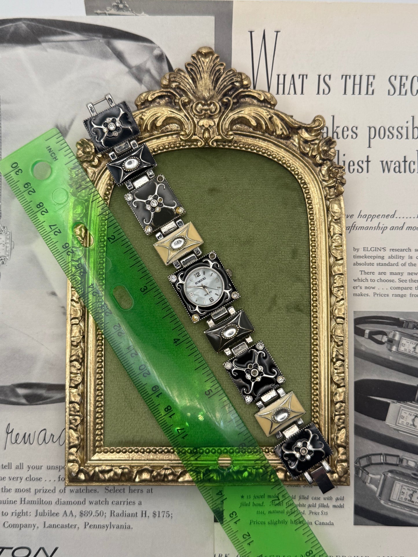 Working Vintage Silver Tone Enameled Watch