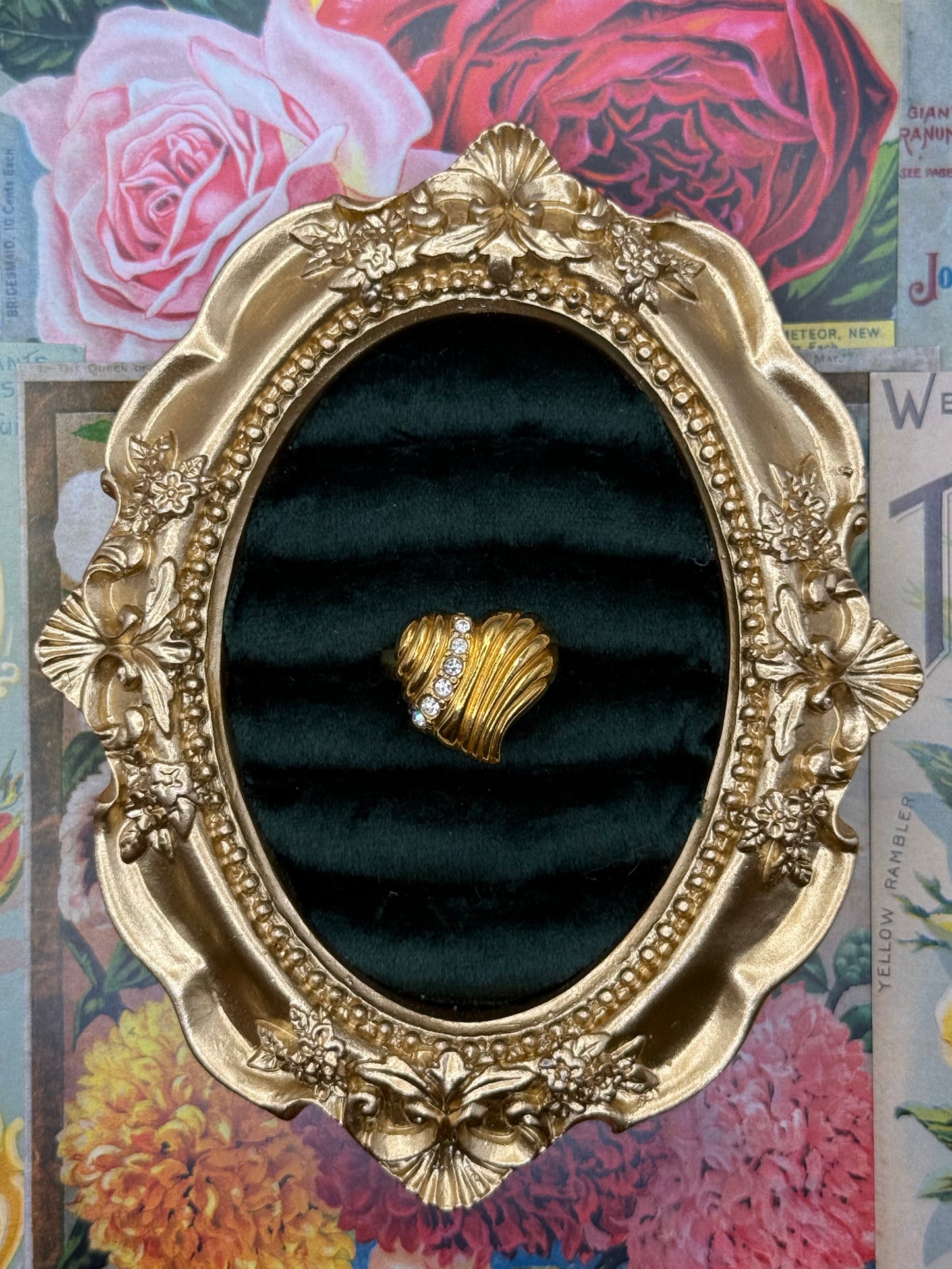 Vintage Gold Tone Avon Heart Ring Size 7