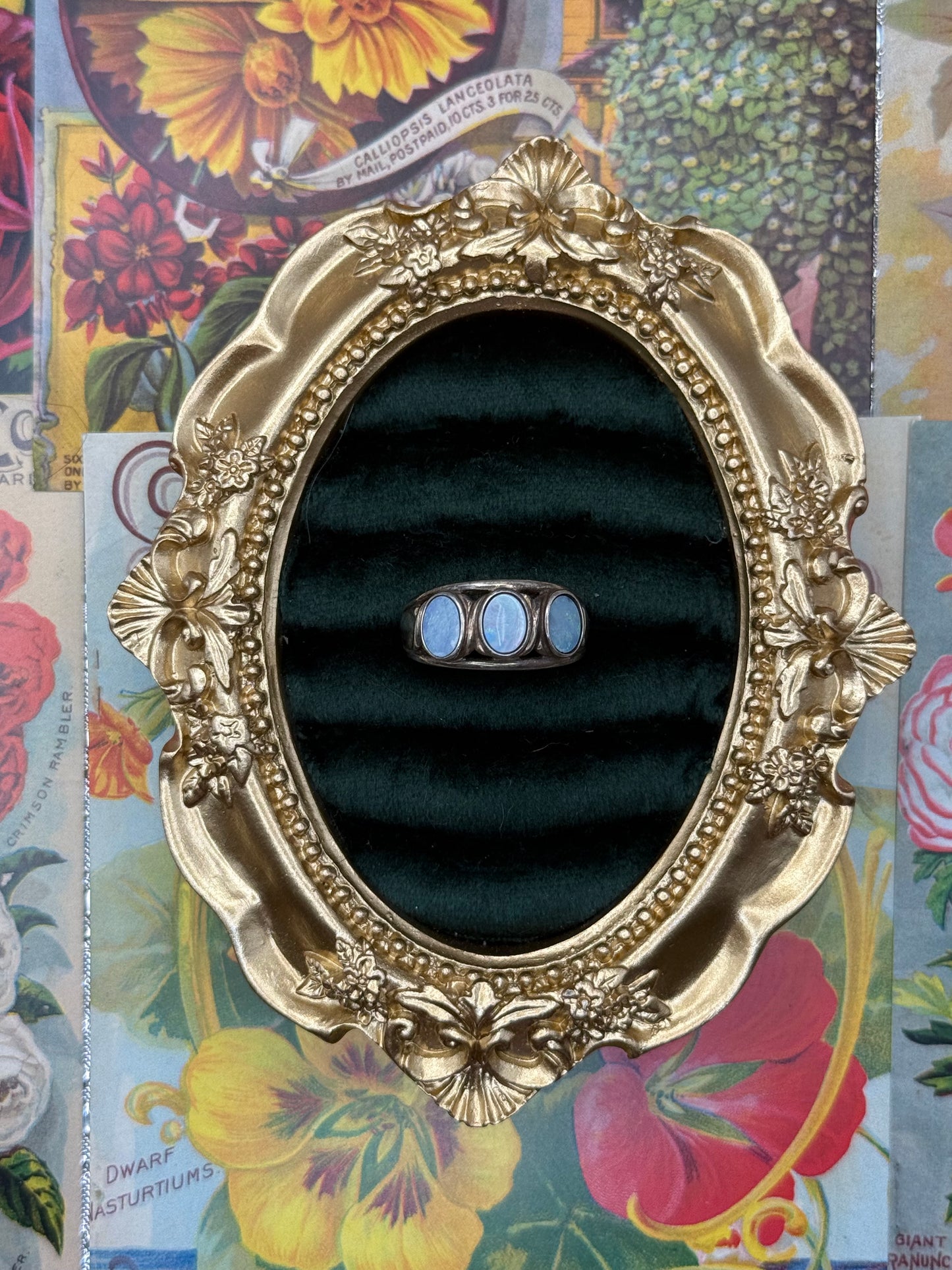 Sterling Silver Three Stone Ring Size 10