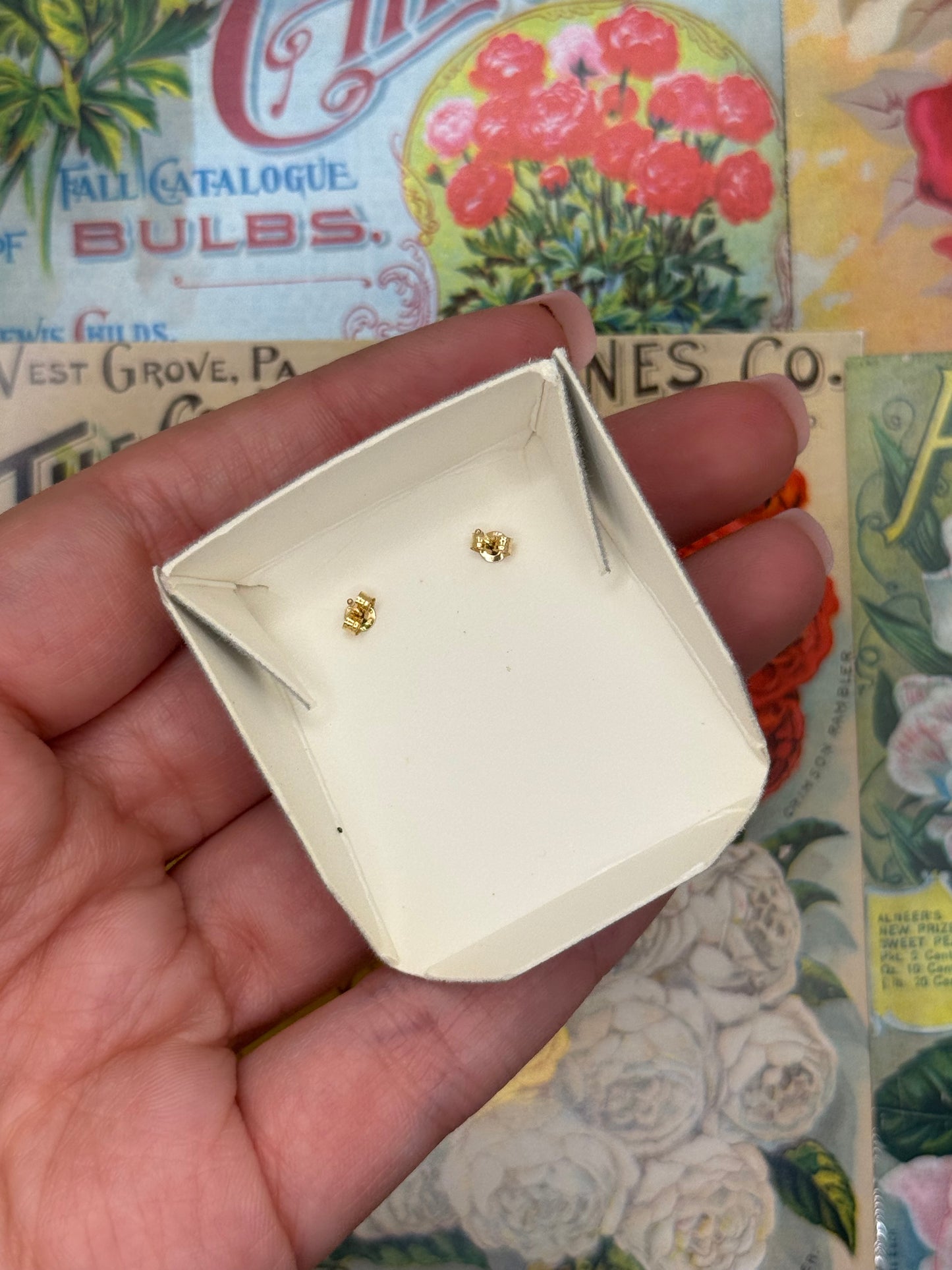14k Gold Thin Cherub Stud Earrings 1/2”