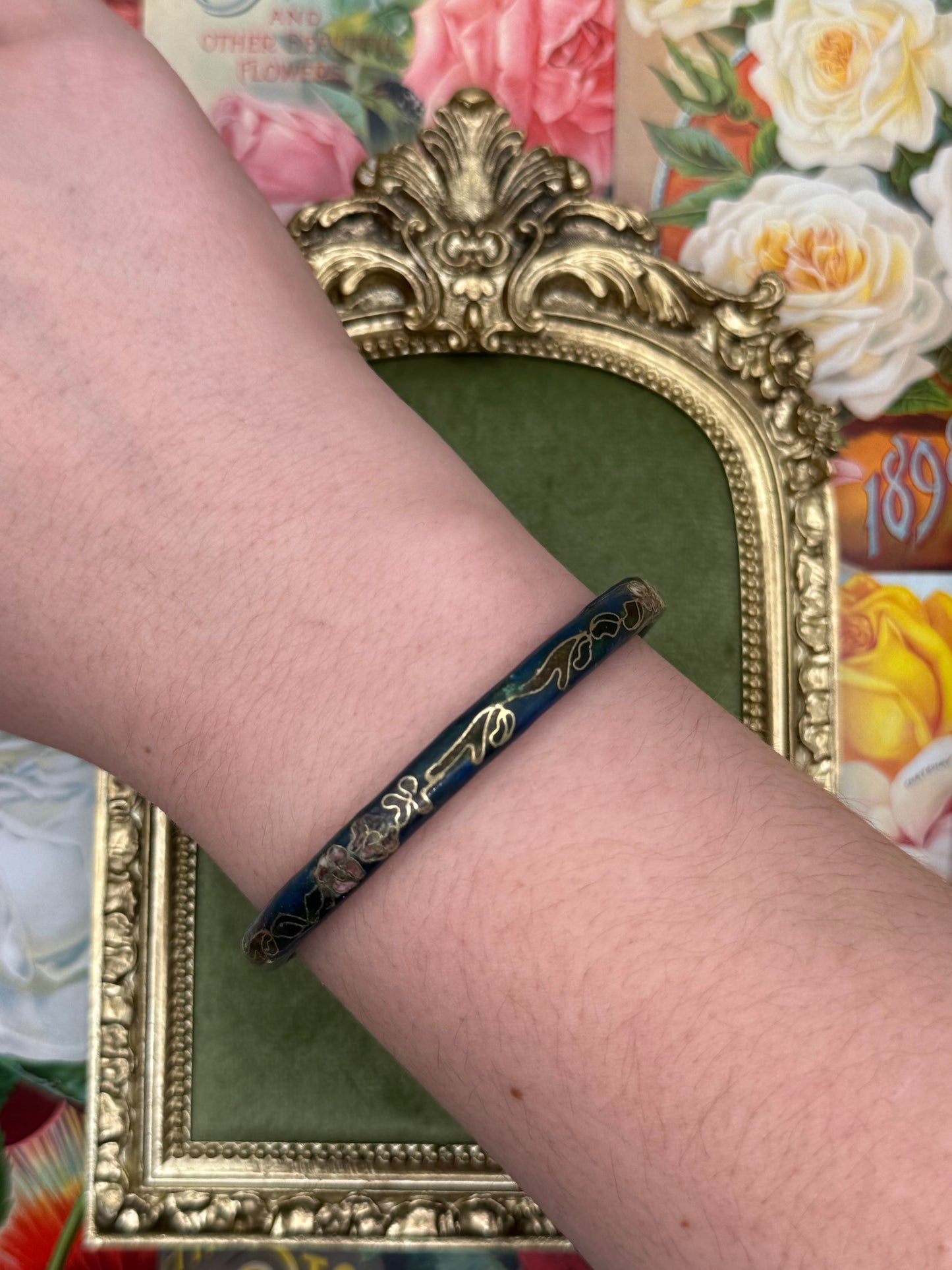 Vintage Enameled Cloisonne Bangle Bracelet