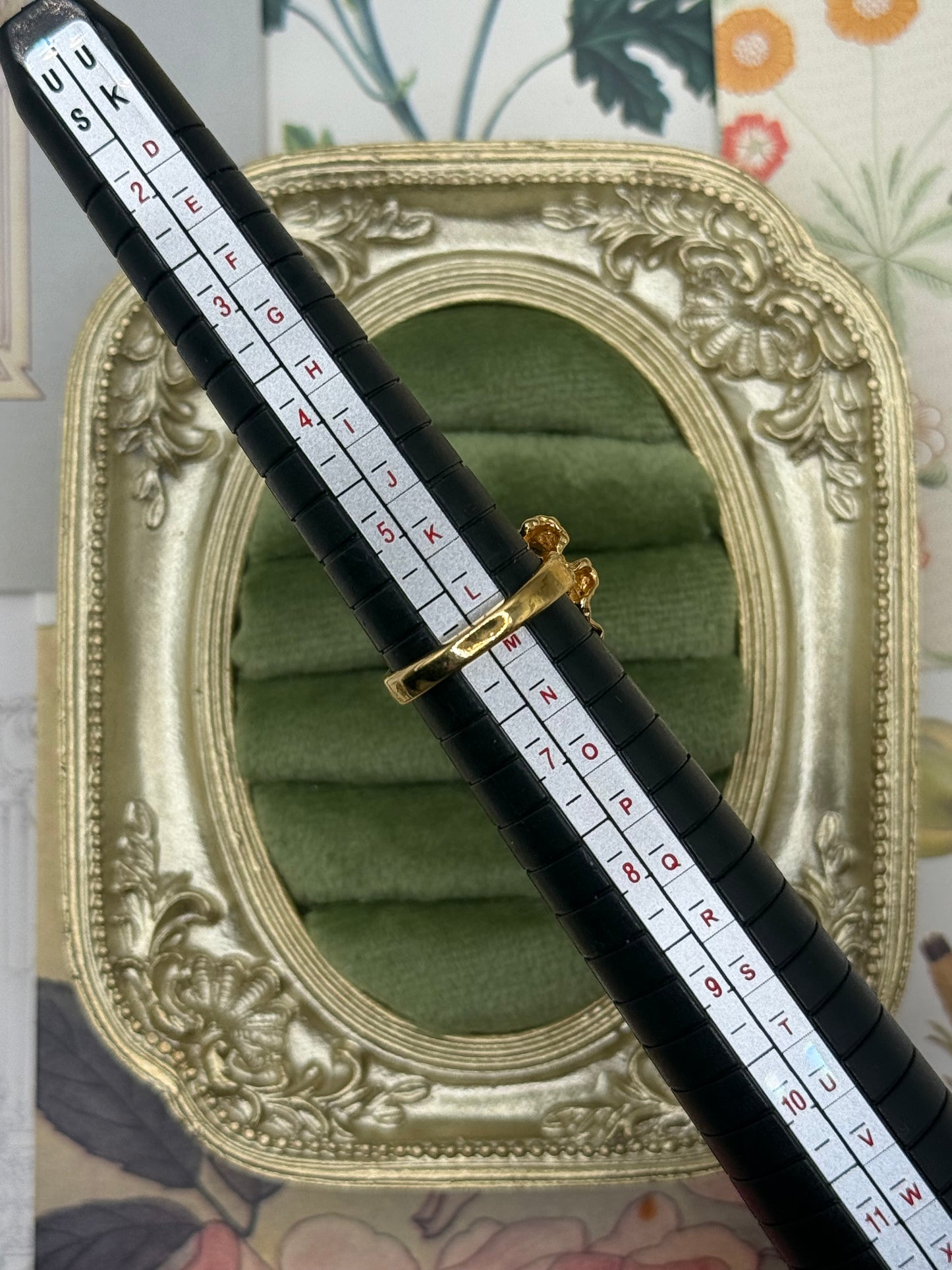 Vintage Gold Tone Gemstone Old Stock Ring Size 6