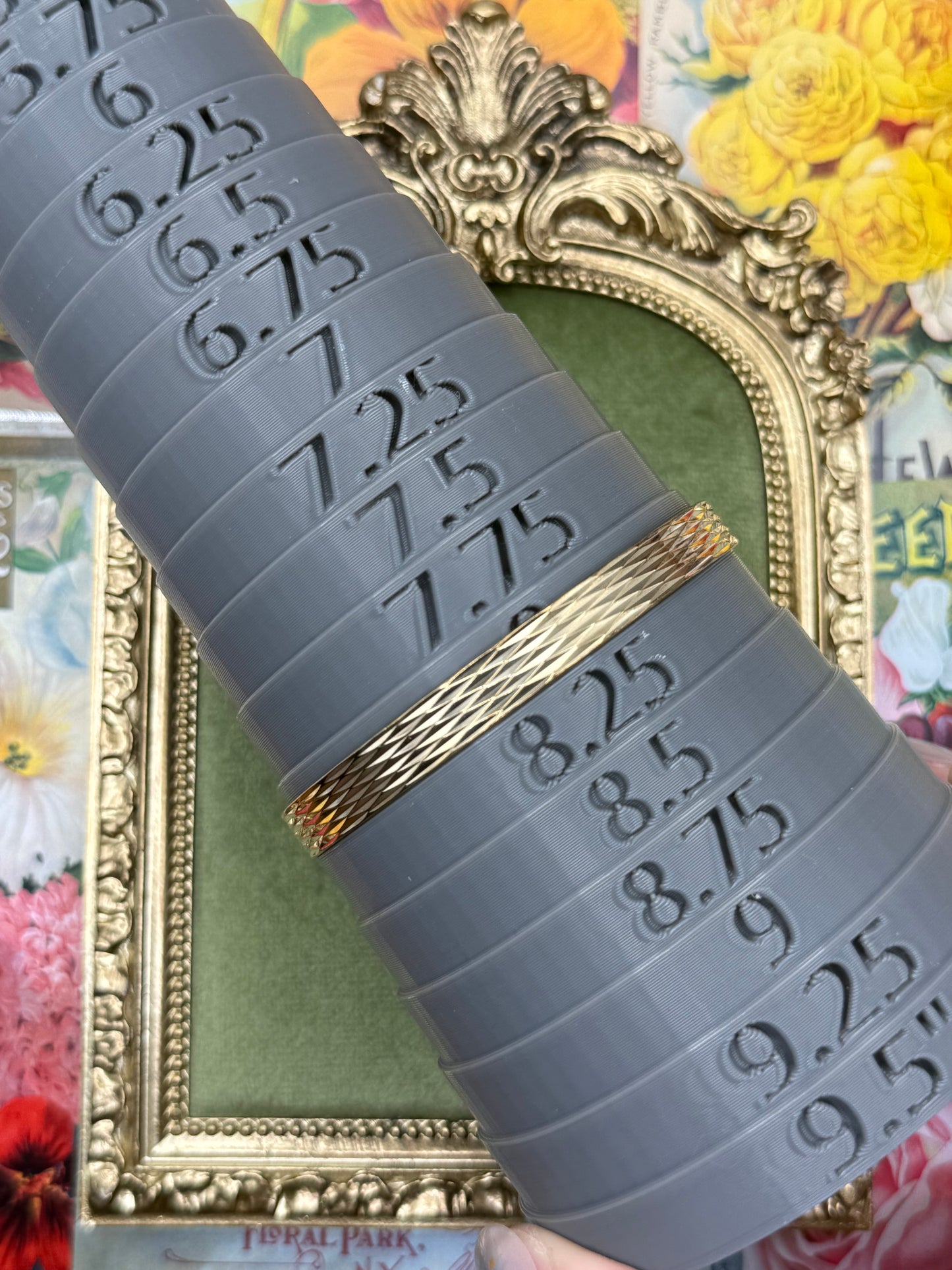 Vintage Gold Tone Textured Bangle 8”