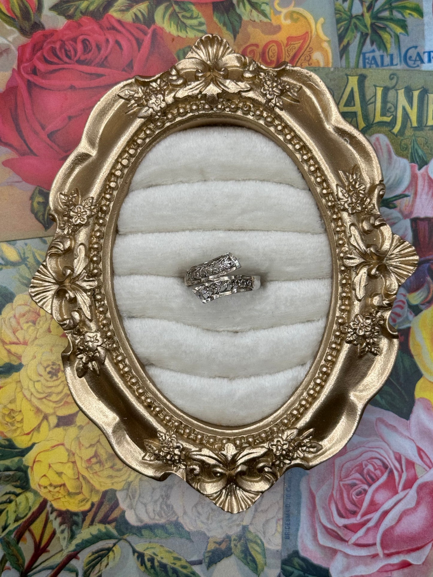 Sterling Silver Filigree Ring Size 6