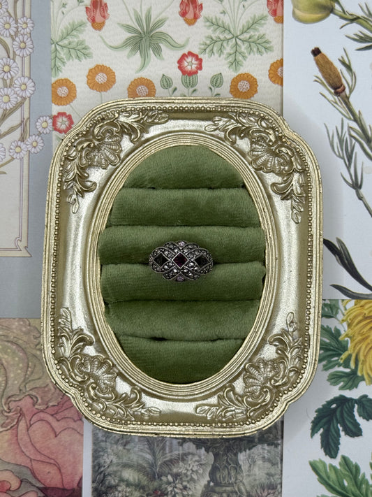 Vintage Silver Tone Purple Stome Avon Ring Size 6