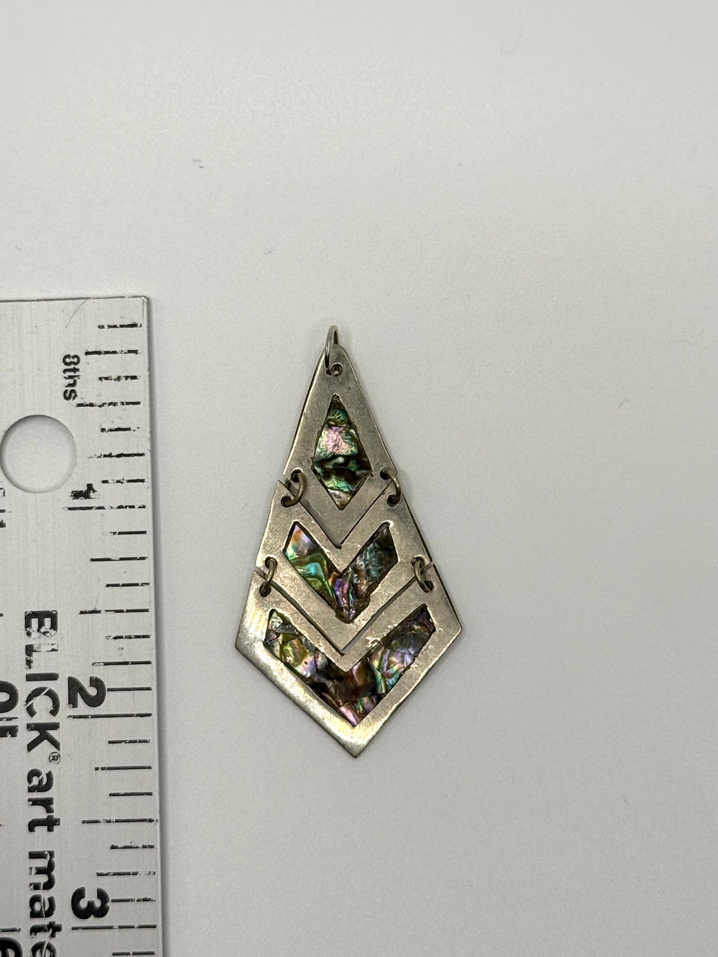 silver tone alpaca mexico abalone pendant