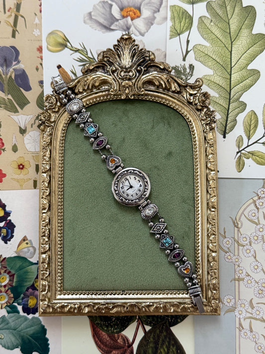 Working Vintage Silver Tone Slide Charm Watch