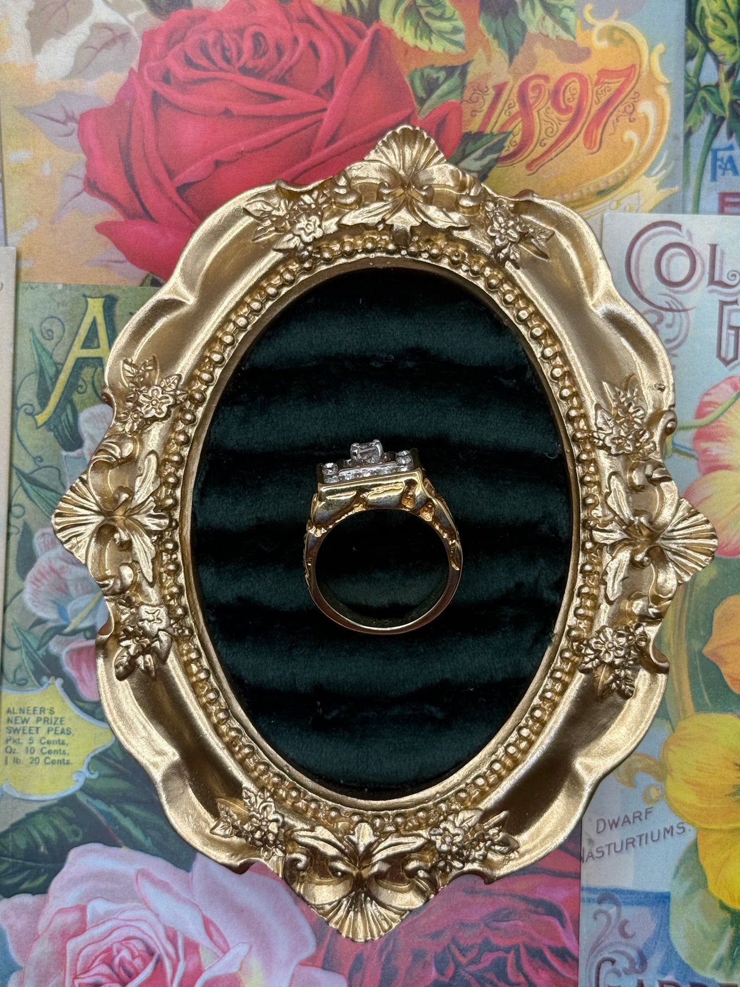 Vintage Gold Tone Chunky Nugget Ring Size 8