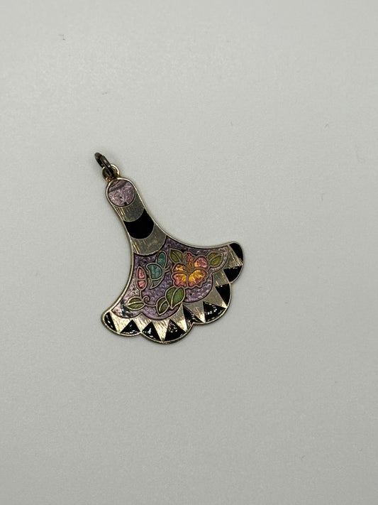 silver tone cloisonne pendant