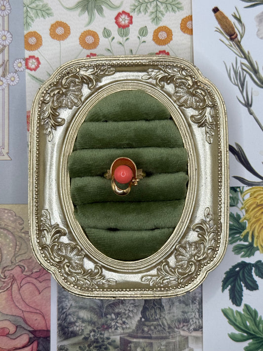 Vintage Gold Tone Avon Coral Ring Size 5