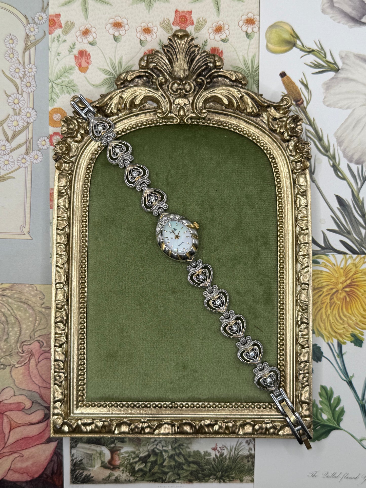 Working Vintage Two Tone Heart Watch