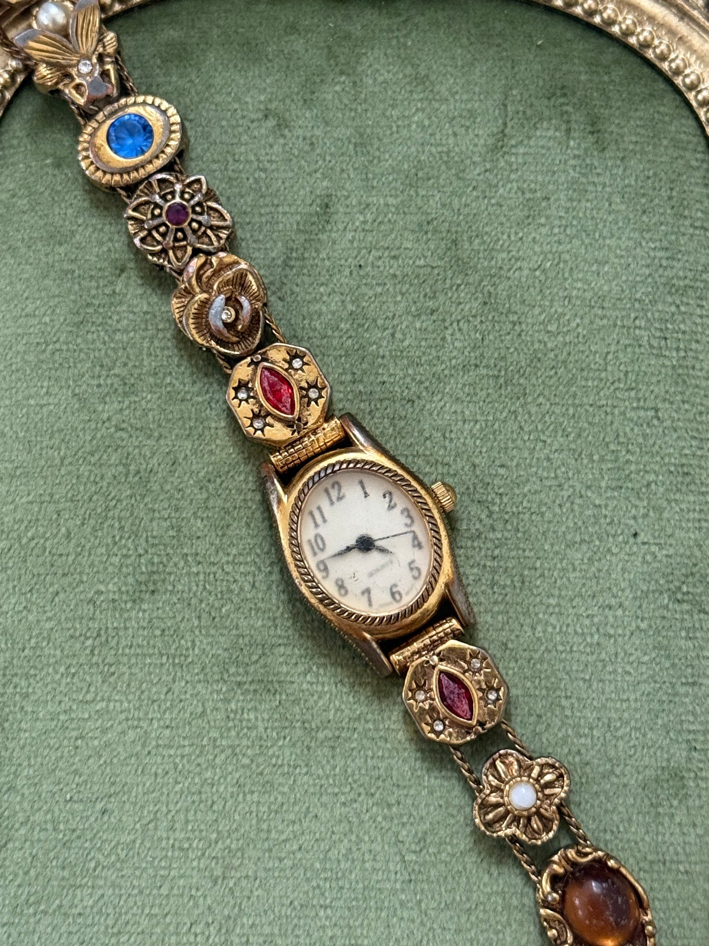 Working Vintage Gold Tone Avon Gemstone Watch