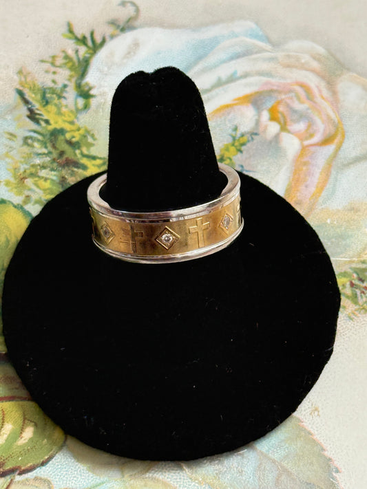 two tone religious band watch size 9