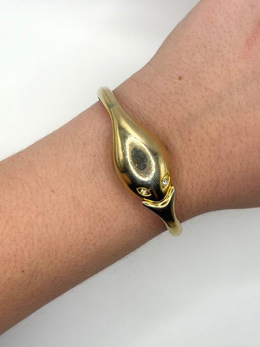working gold tone snake peek a boo watch