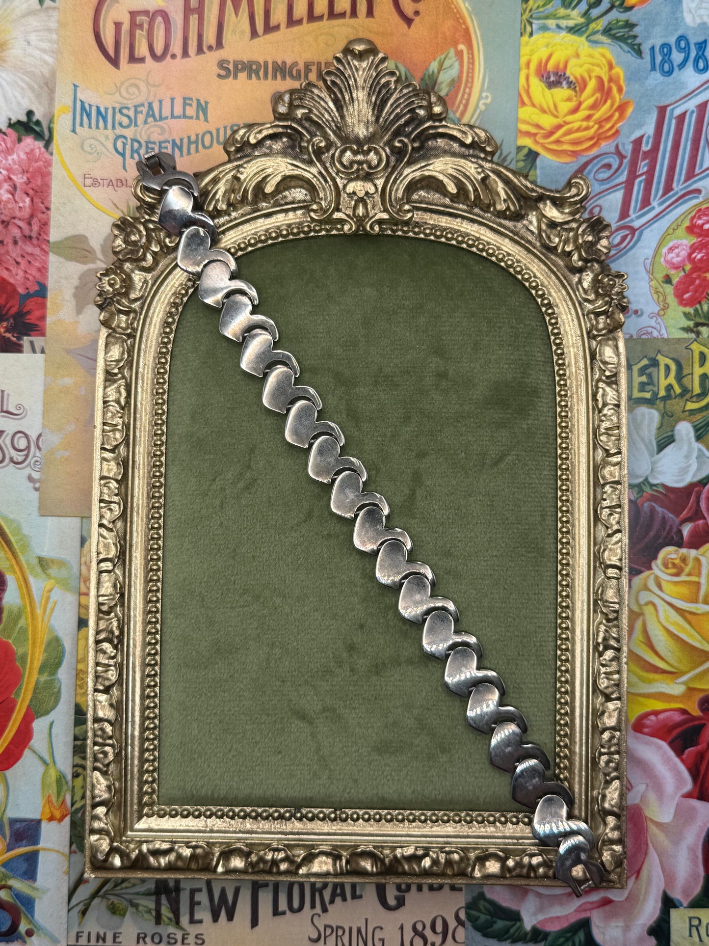 Sterling Silver Heart Link Bracelet 7”