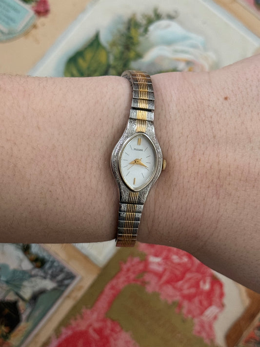 pulsar by seiko two tone vintage dainty watch