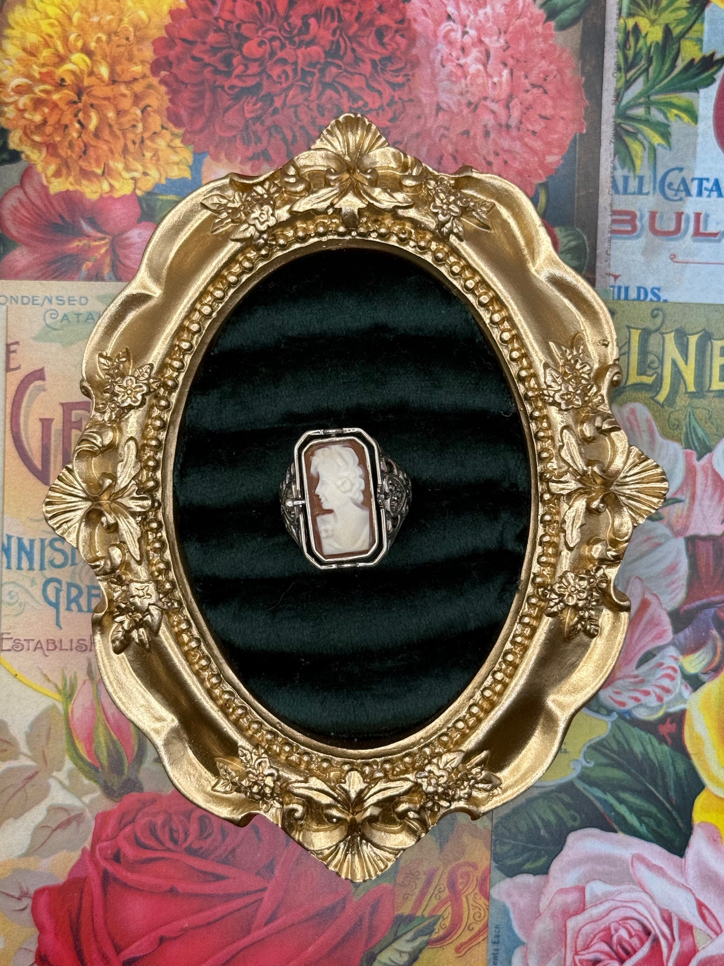 Vintage Sterling Silver 2-in-1 Cameo Reversible Flip Ring Size 7