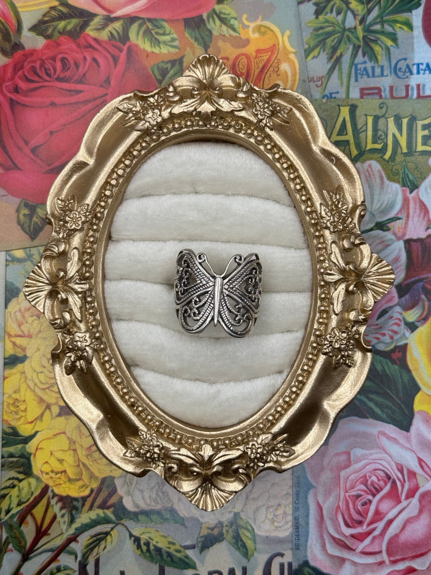 Sterling Silver Filigree Butterfly Ring Size 7.5