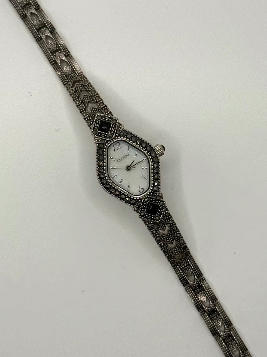 nonworking silver tone black gemstone watch