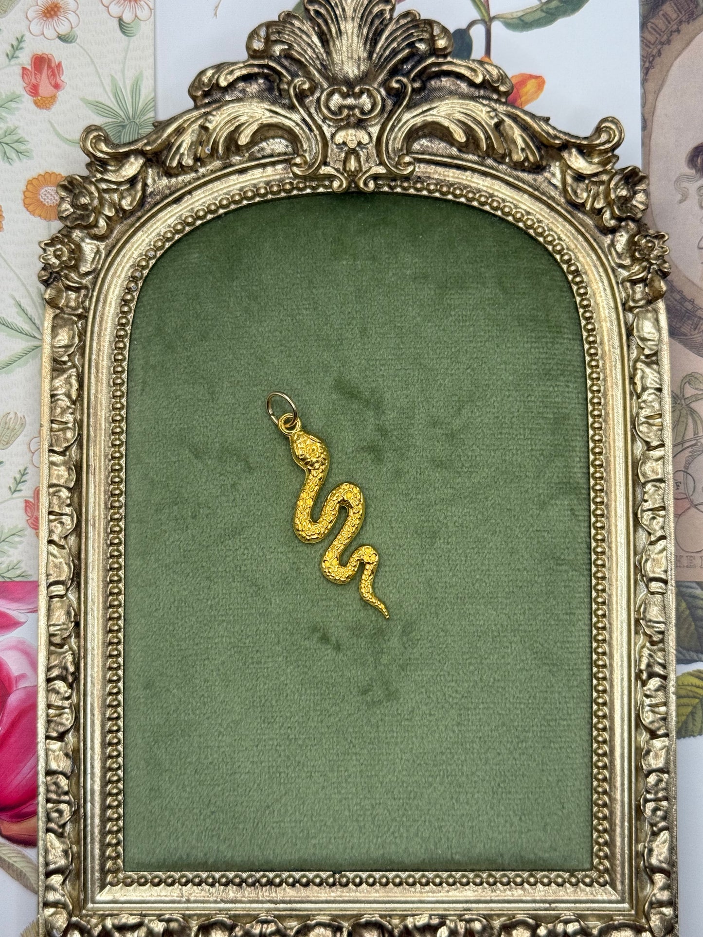 Vintage Gold Tone Snake Pendant