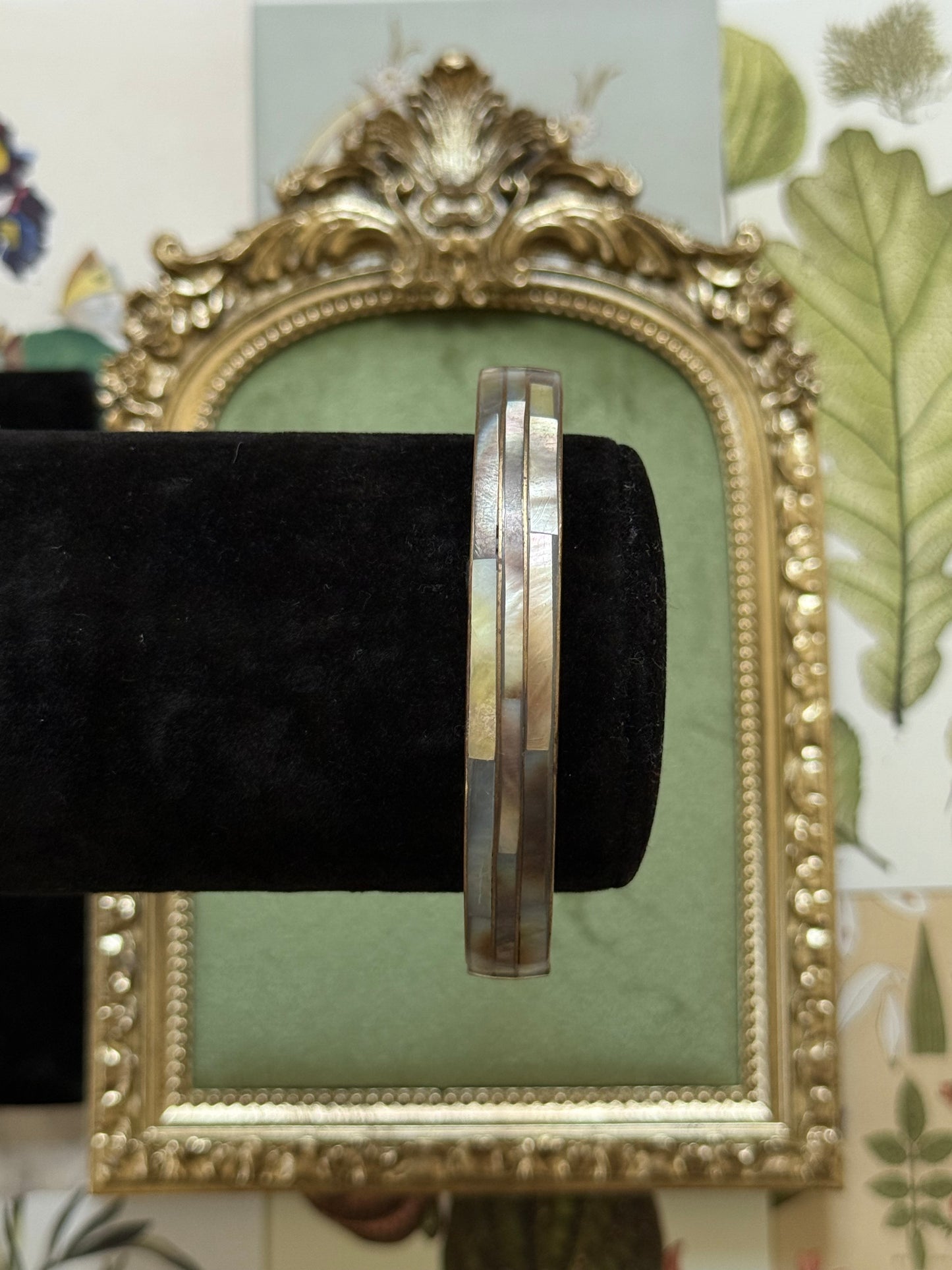 Vintage Abalone Inlay Bangle Bracelet