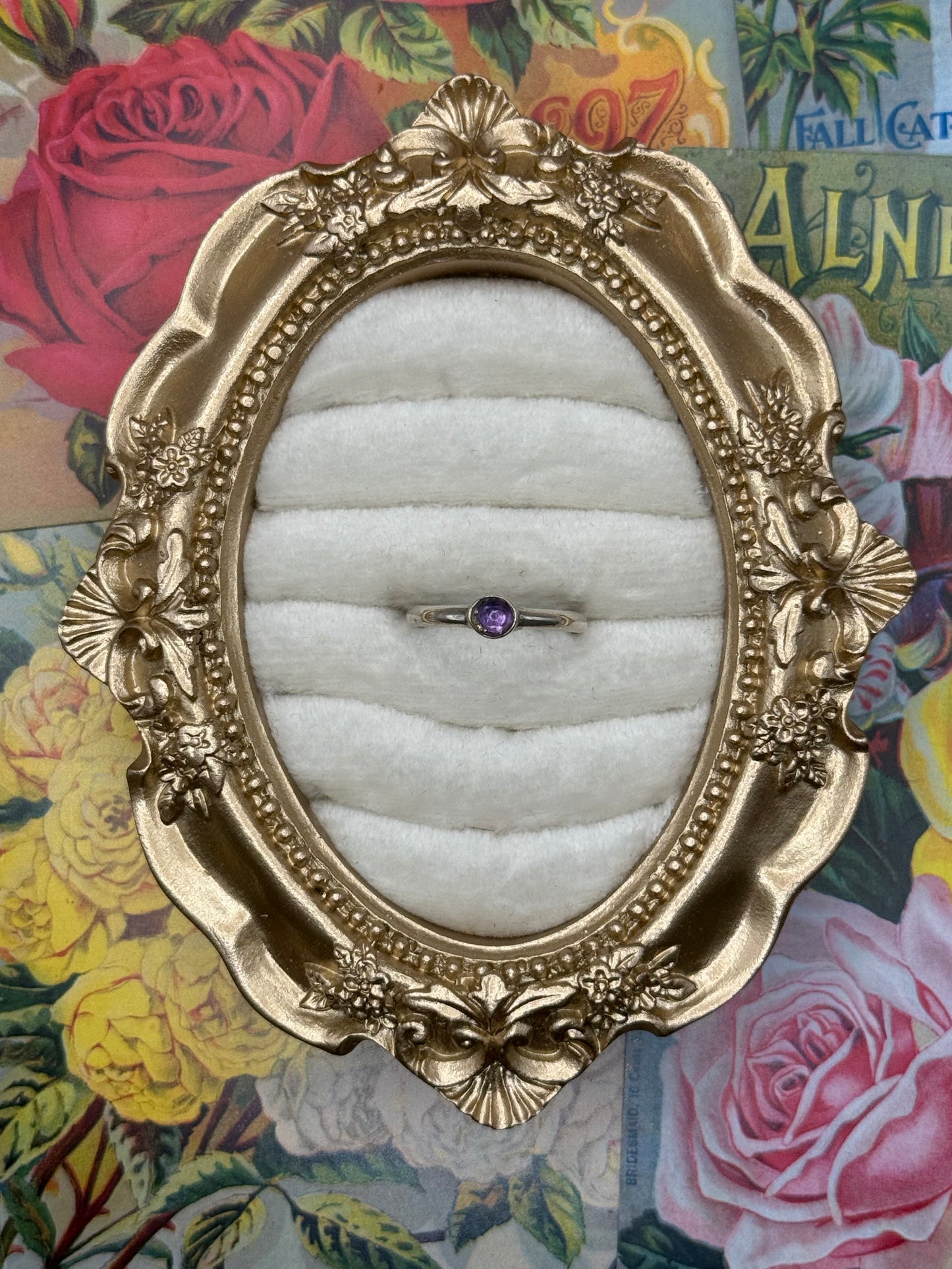 Sterling Silver Purple Cabochon Stacker Ring Size 7.5