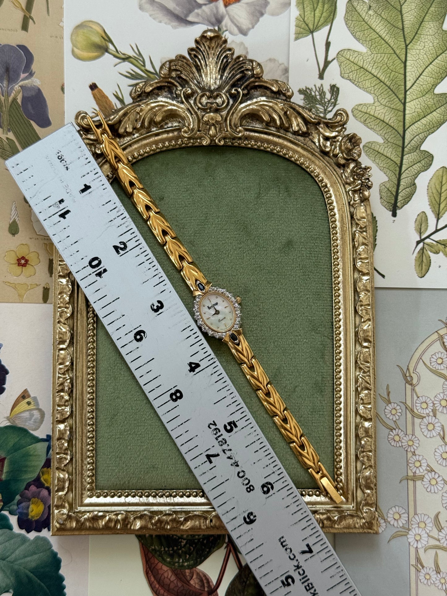 Nonworking Vintage Gold Tone Blue Stone Watch