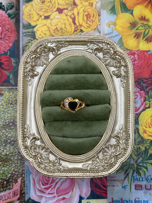 Vintage Gold Tone Avon Heart Ring Size 4