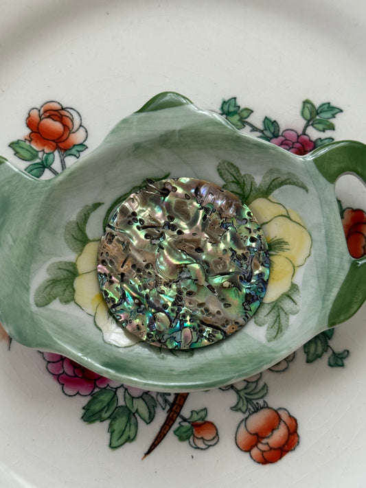 large circular natural abalone pendant