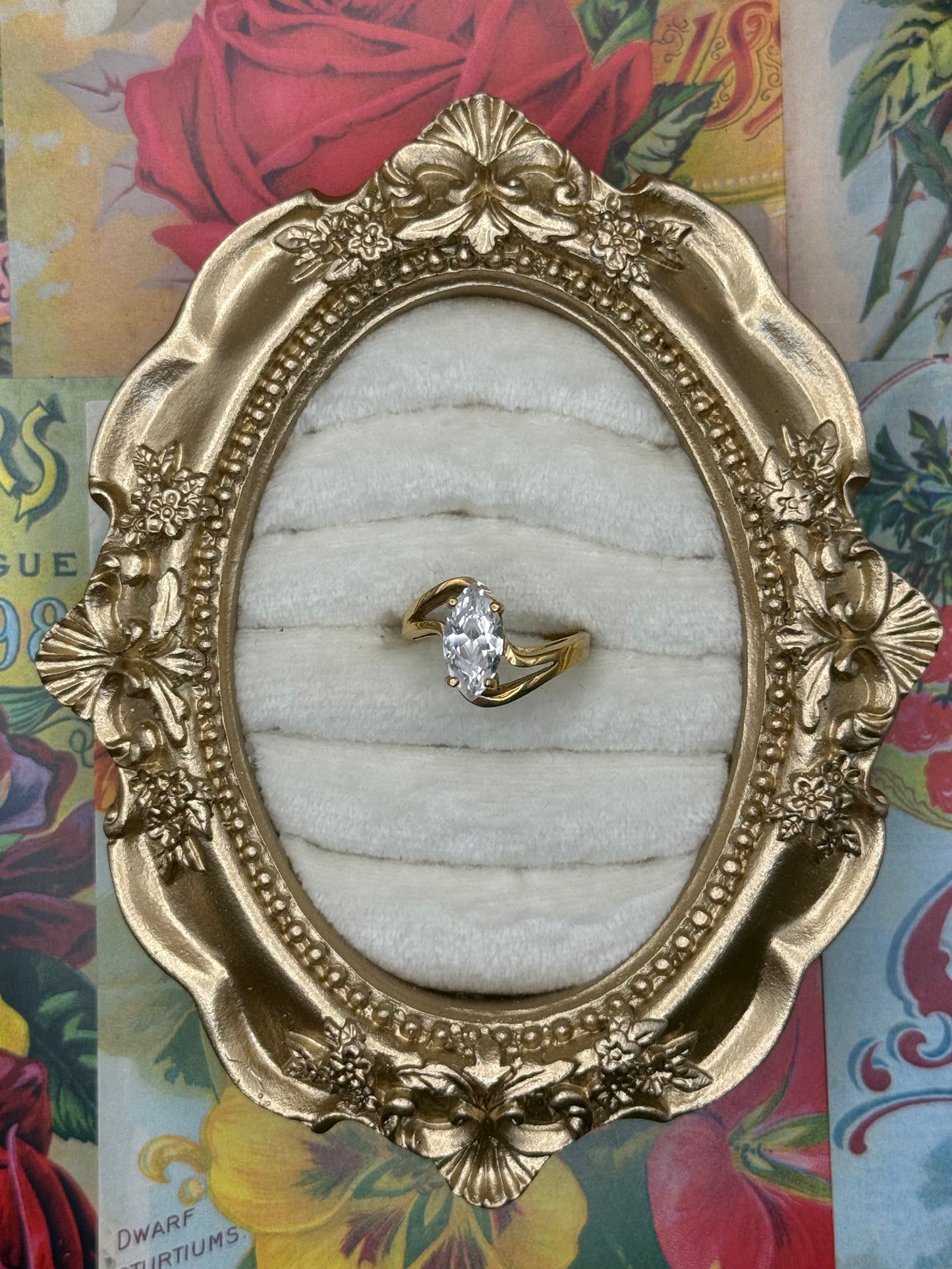 Vintage Gold Tone Asymmetrical Ring Size 6.25