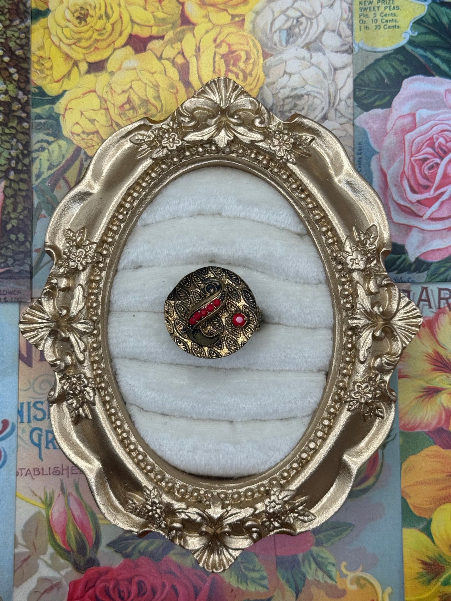 Vintage Brassy Adjustable West Germany Ring Size 6